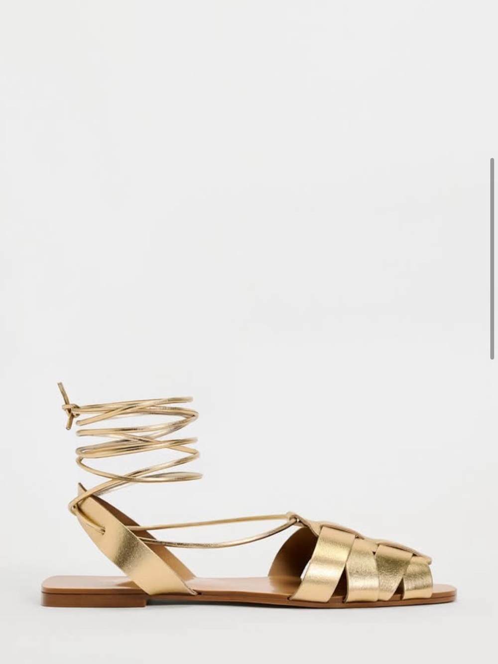 Zara Gold Woven Leather Slingback Sandals - Picture 2 of 4